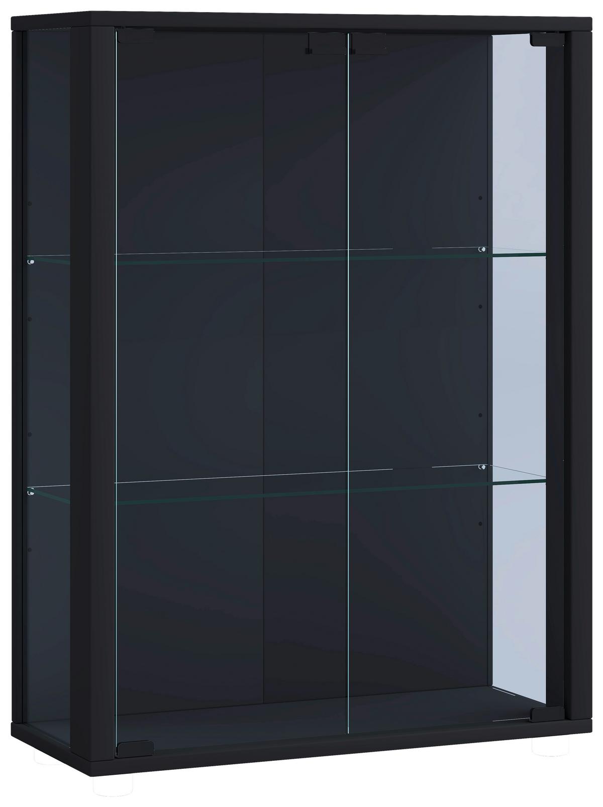 Viseča Vitrina Udina, Črna, Led - črna, Konvencionalno, umetna masa/steklo (60/80/25cm) - MID.YOU