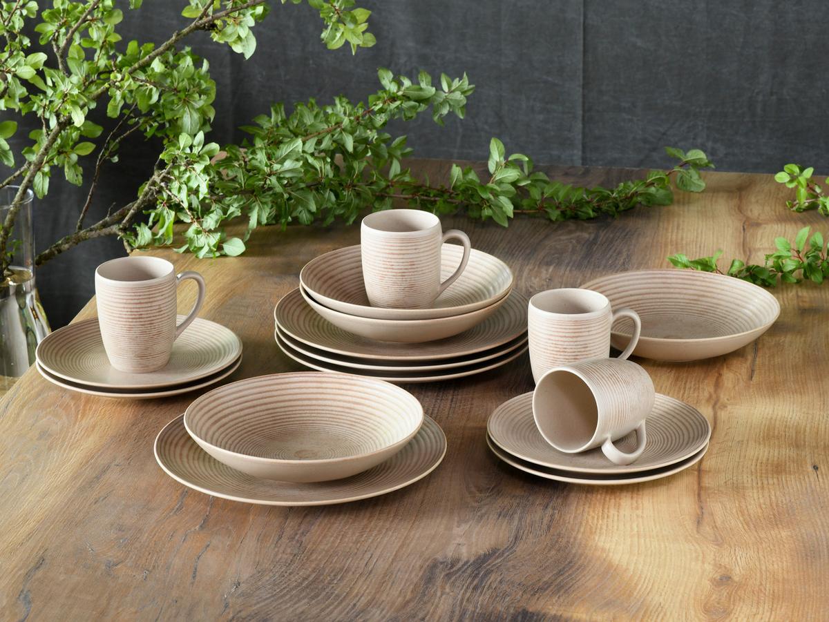 Kombinirani Servis Catania Sand, 16-Delni - peščene barve, Design, keramika - Creatable