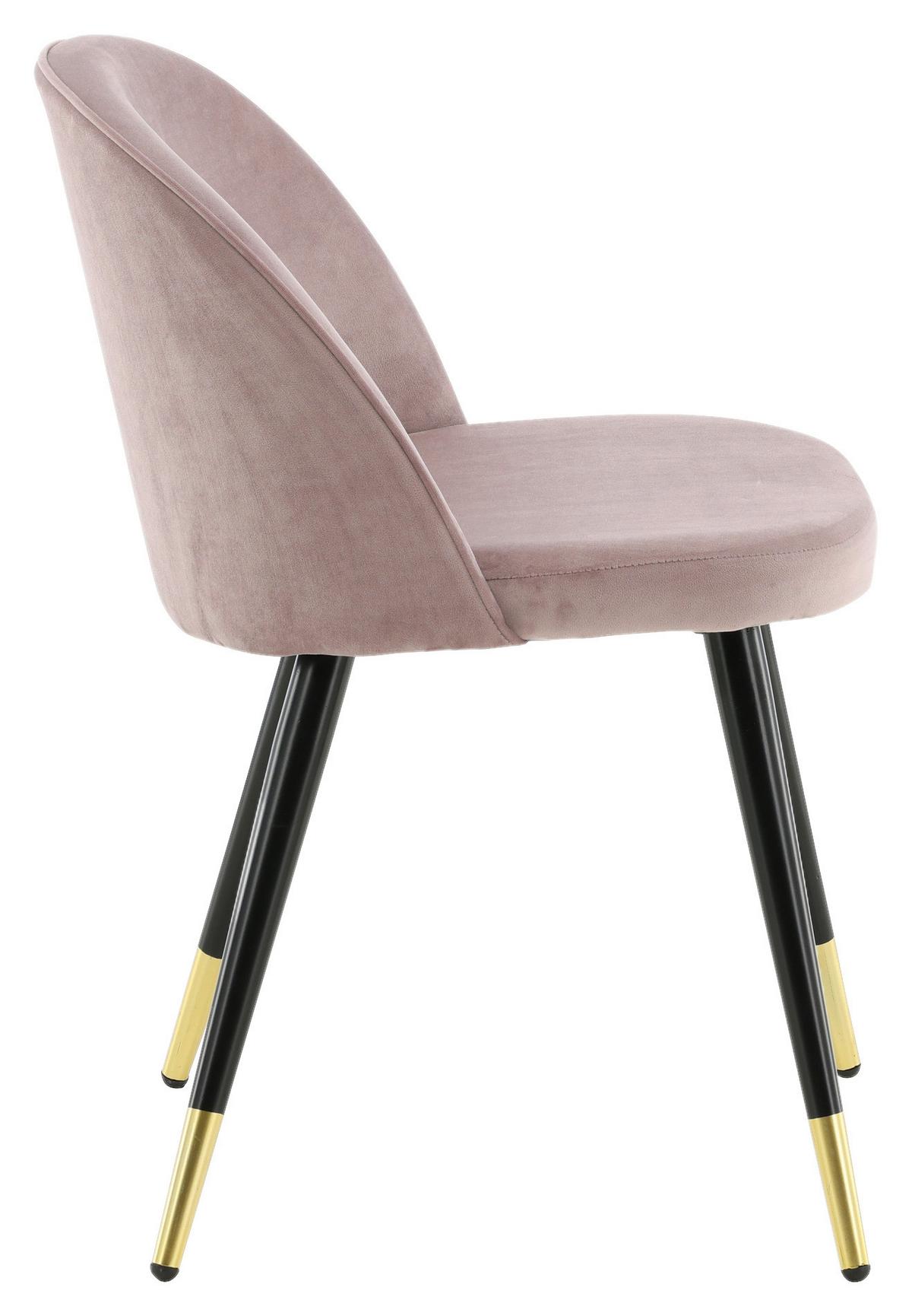 STUHL-SET VELVET - Pink/Messingfarben, Design, Textil/Metall (57/76.5/50cm) - Livetastic