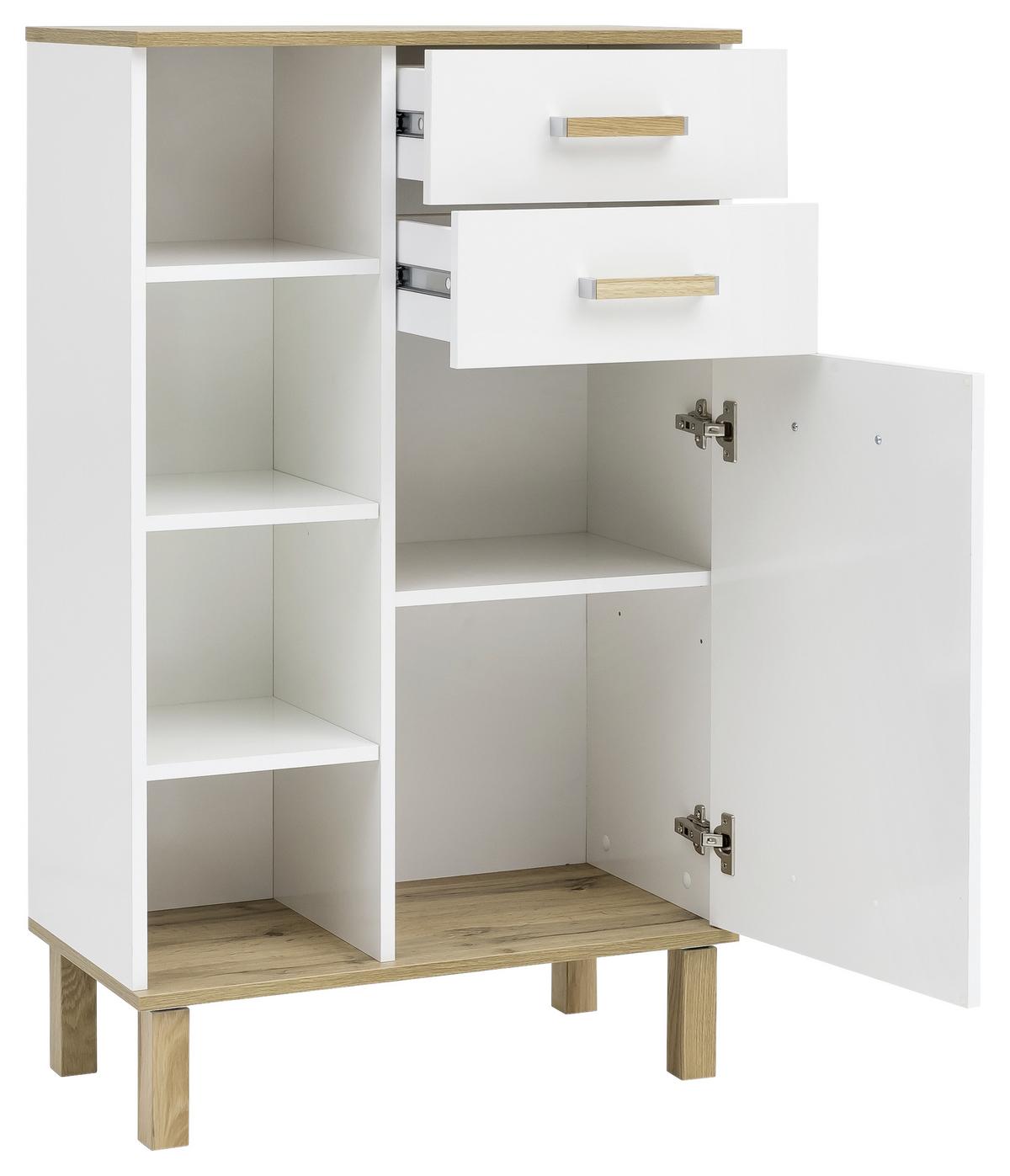 Midischrank "Padua" , weiß - Eichefarben/Weiß, MODERN, Holz/Holzwerkstoff (67,0/114,5/35,0cm) - MID.YOU