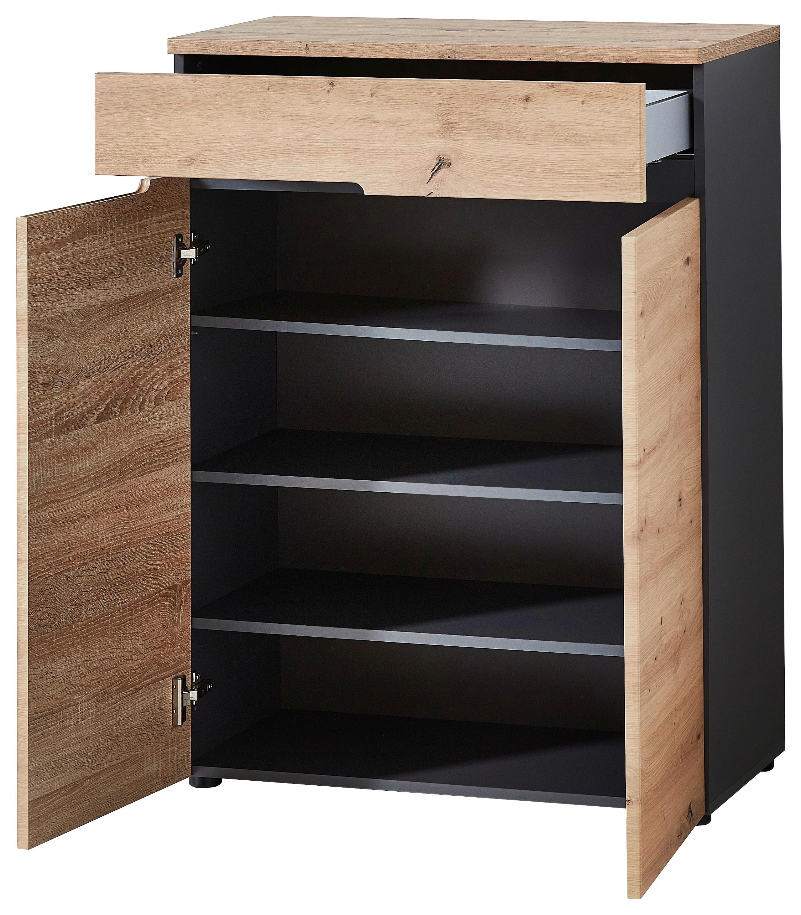 Schuhschrank Memphis in Eiche Artisan/Graphitfarben - Eichefarben/Graphitfarben, MODERN (80/107/38cm) - Mömax