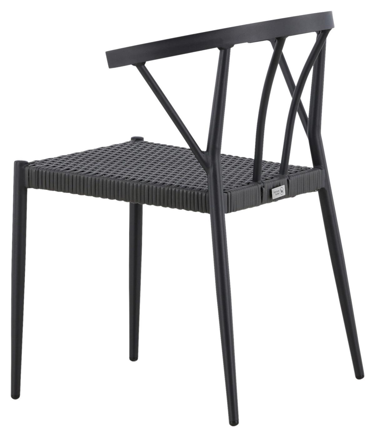Gartenstuhl 6er-Set Stina ca. 47x79,5x49 cm Schwarz - Schwarz, KONVENTIONELL, Kunststoff/Metall (47/79,5/49cm) - Gardenson