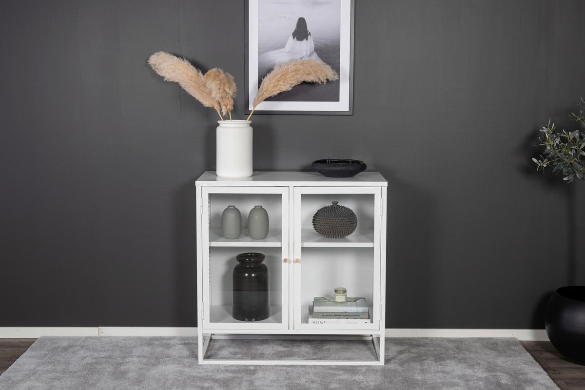 SIDEBOARD BAKAL - Weiß, Design, Glas/Metall (85/85/40cm) - Livetastic
