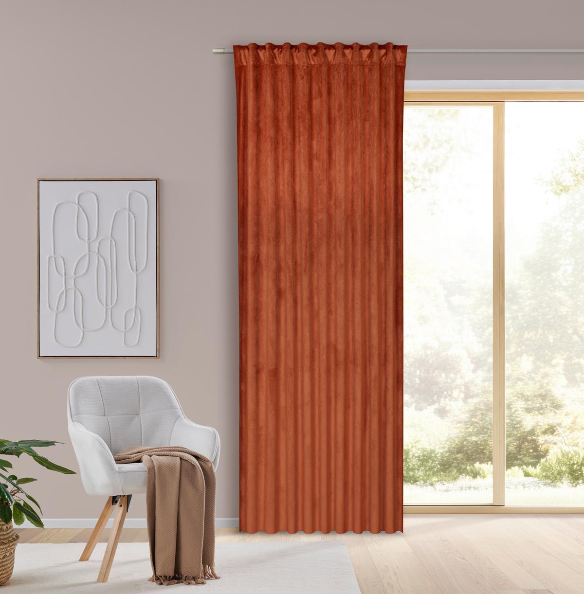 Končana Zavesa Bianca, Temno Oranžna, Ca. 140/245 Cm - temno oranžna, Konvencionalno, tekstil (140/245cm) - Modern Living