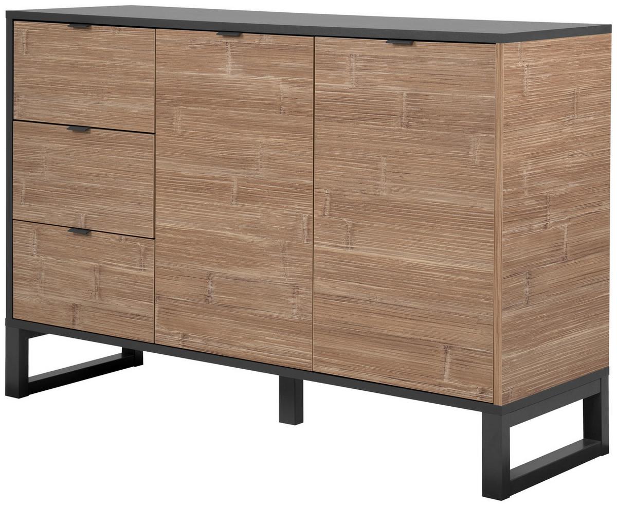 KOMODA SUMATRA - antracytowy/kolor naturalny, Konventionell, materiał drewnopochodny/tworzywo sztuczne (120/88/40cm) - Carryhome