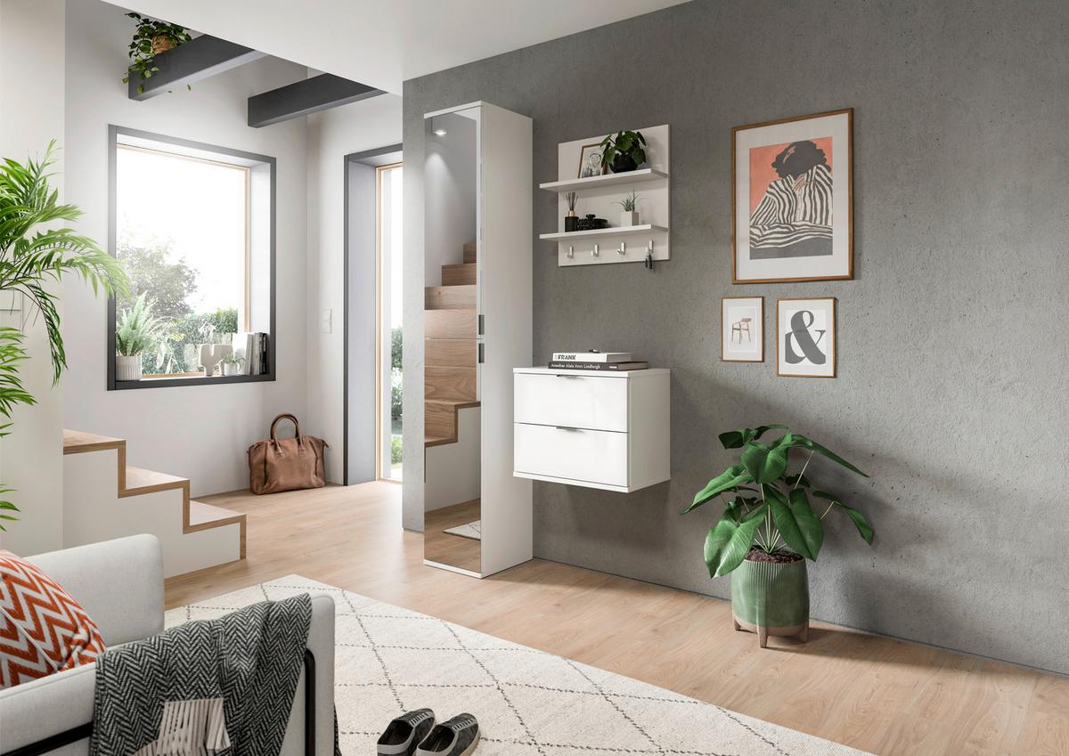 GARDEROBE PROJEKT X - Weiss Hochglanz/Weiss, Design, Holzwerkstoff (82/193/34cm) - Livetastic