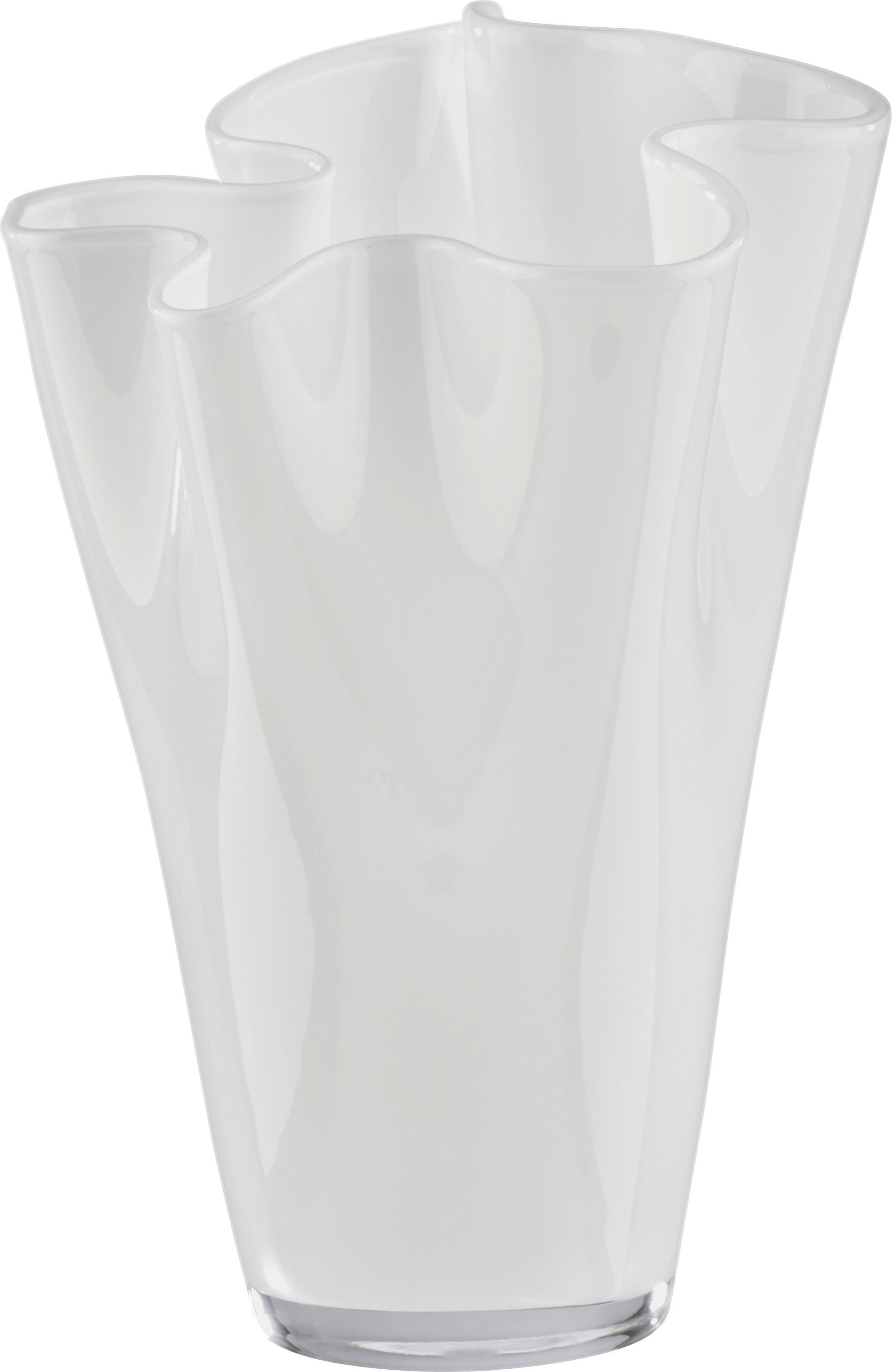 Vase Anika aus Glas in Weiß - Weiß, MODERN, Glas (18/25cm) - Mömax
