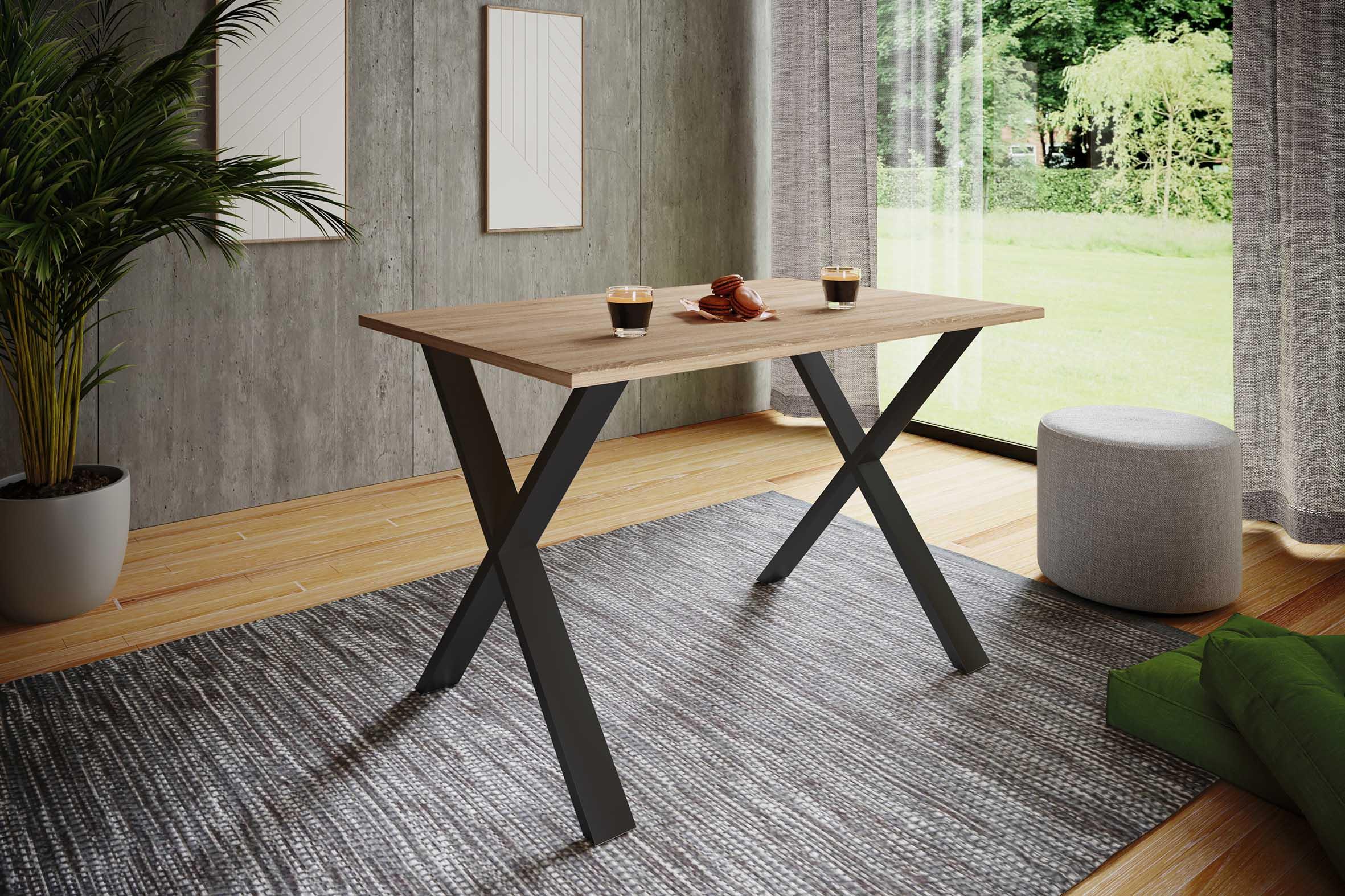 Jedilna Miza Xona, Hrast, Črna - črna/hrast sonoma, Basics, kovina/leseni material (140/50/76cm) - MID.YOU