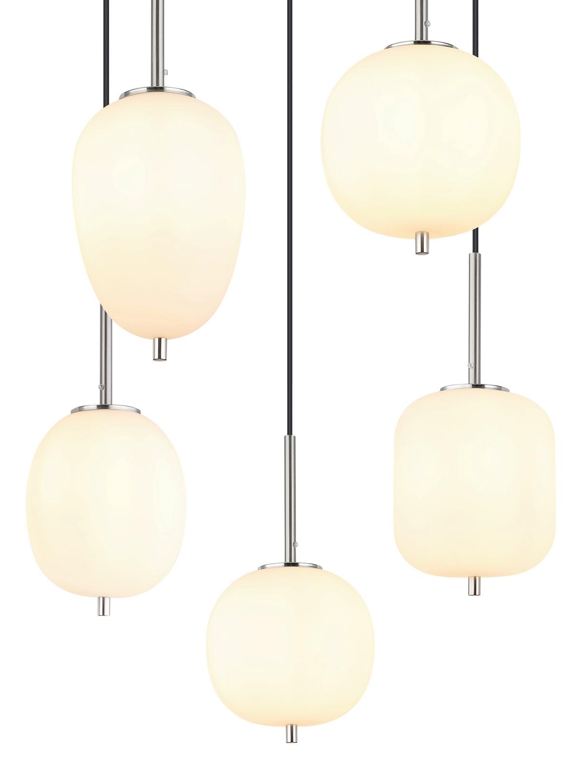 Viseča Svetilka 15345-5no Blacky - barve niklja/opal, Basics, kovina/steklo (57,5/150cm) - Globo