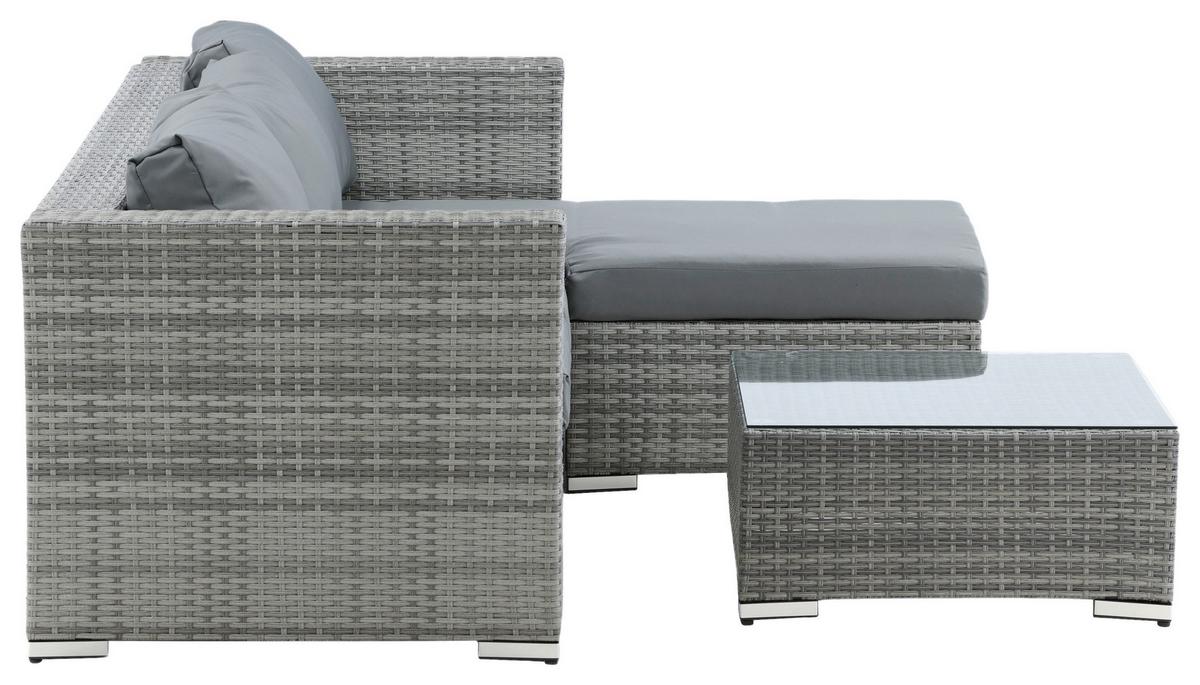 Dining-Loungeset Rotterdam ca. 202x160 cm Grau - Grau, KONVENTIONELL, Glas/Kunststoff - Gardenson