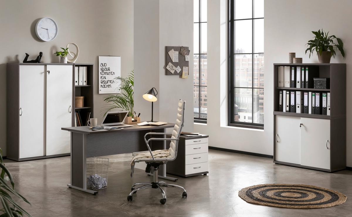 Aktenregal 4850 Grau - Schwarz/Grau, MODERN, Holzwerkstoff/Kunststoff (93,3/152,8/39,5cm) - MID.YOU