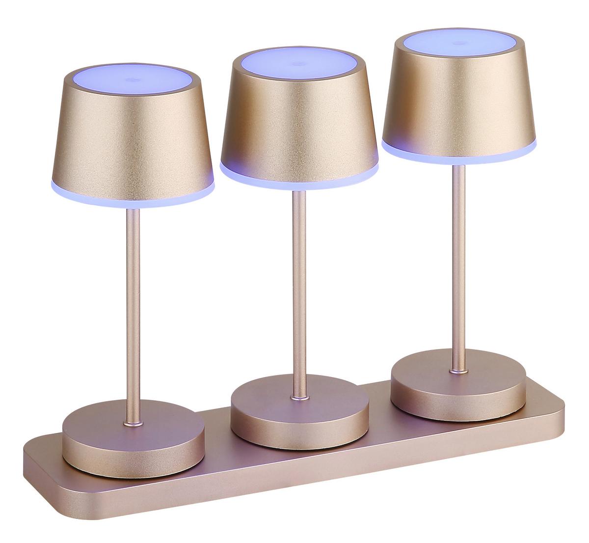 Akku-Tischleuchte Dawson Opal/Champagner - Champagner/Opal, Design, Kunststoff/Metall (8,3/8,3/20cm) - Globo