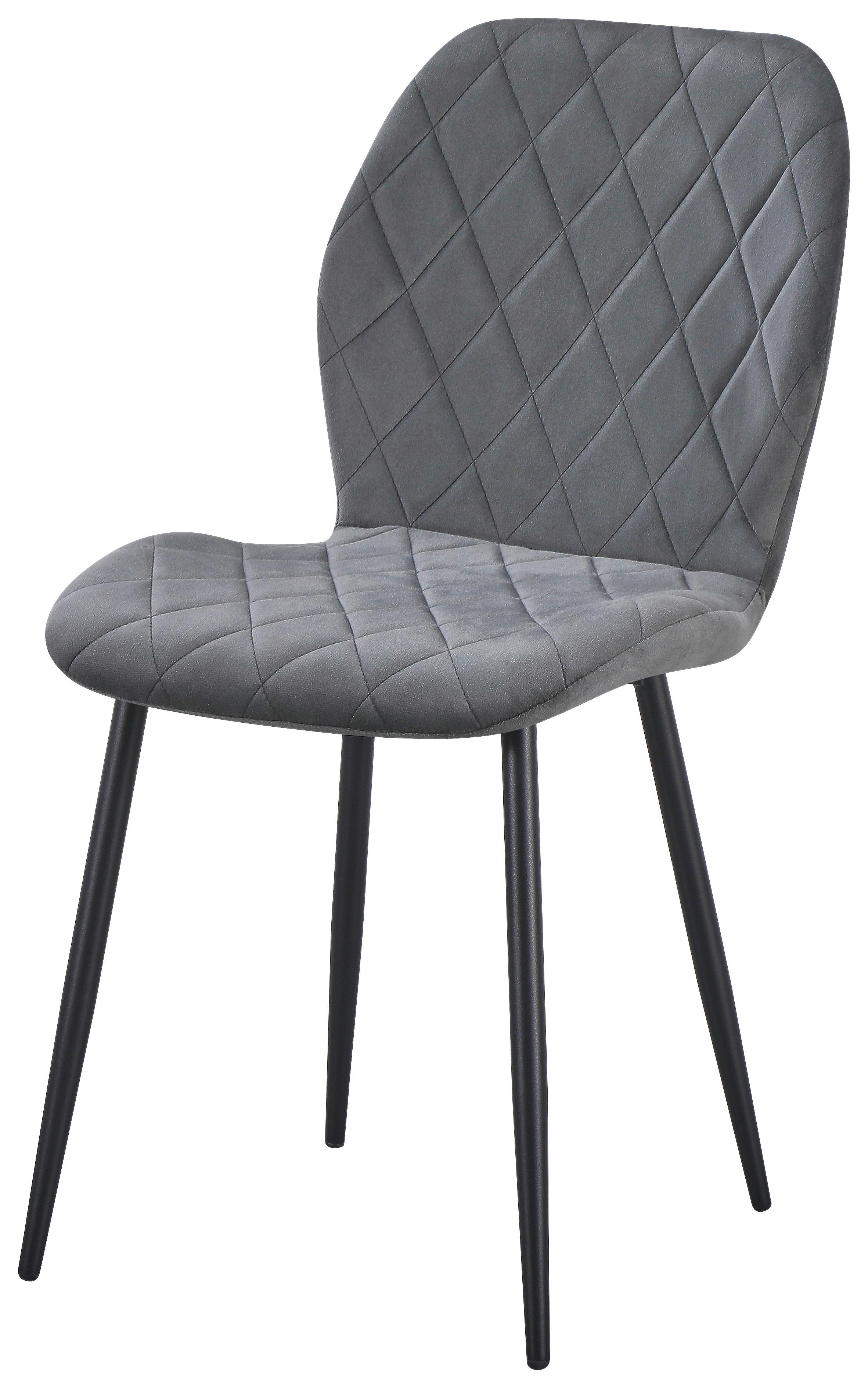 Stol Zoe, Žamet, Temno Siva - temno siva/črna, Trend, kovina/tekstil (58/85/47cm)