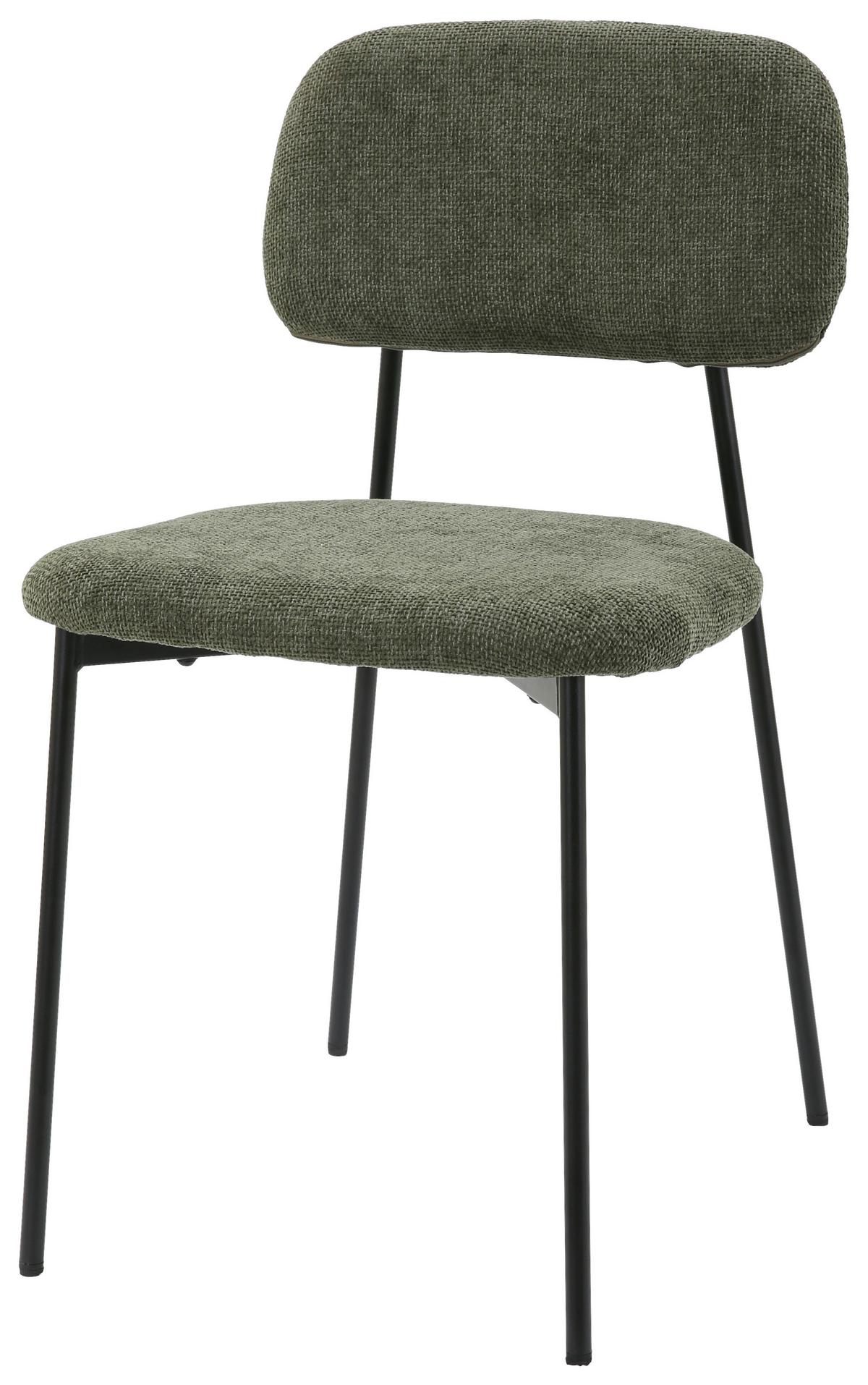 Stuhl Lara Grün, stapelbar - Schwarz/Grün, MODERN, Textil/Metall (44/78,5/49cm) - Mömax