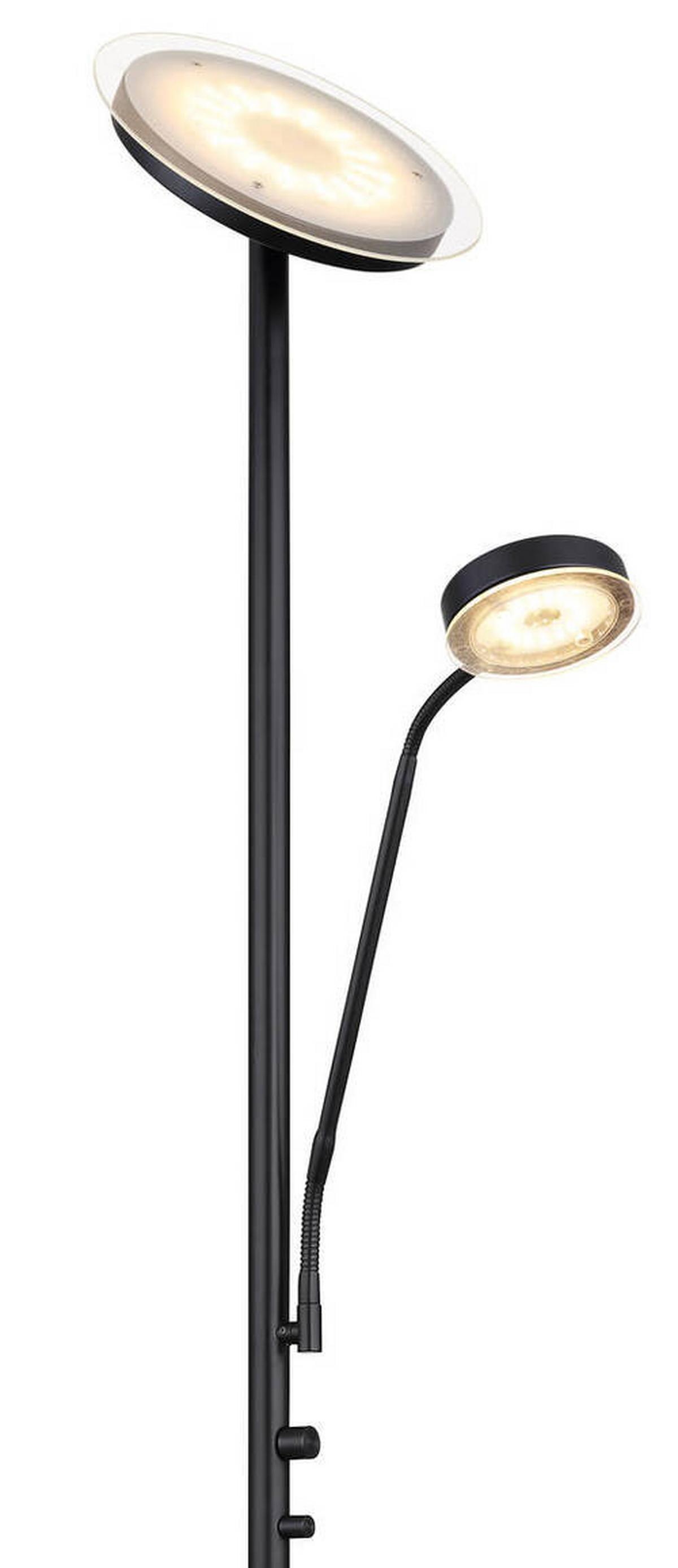 LED-Stehleuchte Ernst Schwarz max. 18,5 Watt - Schwarz, Design, Glas/Metall (26/180cm) - Globo