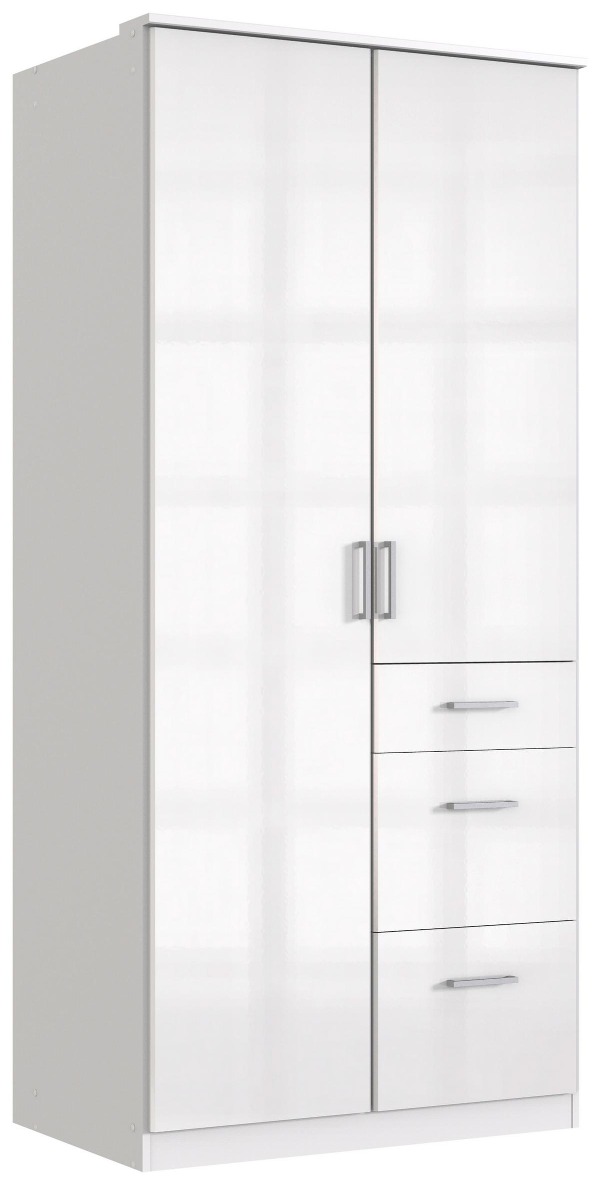 Ormar S Klasičnim Vratima Clack - bijela/bijela visoki sjaj, Basics, drvni materijal (91/199/58cm) - Modern Living