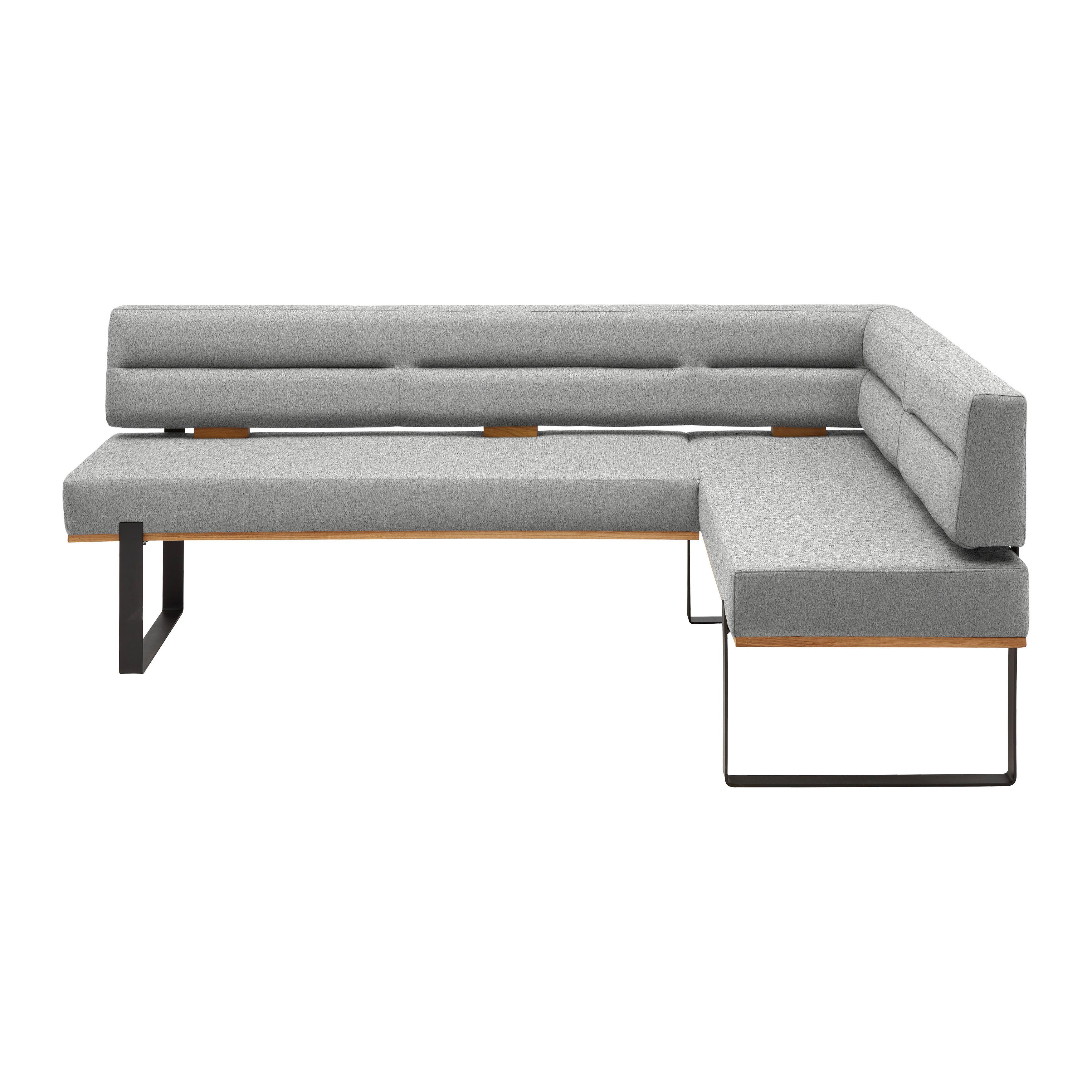 Eckbank Canon LI. in Hellgrau - Hellgrau/Schwarz, Konventionell, Holz/Textil (220/85/160cm) - Based