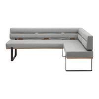 Eckbank Canon LI. in Hellgrau - Hellgrau/Schwarz, KONVENTIONELL, Holz/Textil (220/85/160cm) - Based