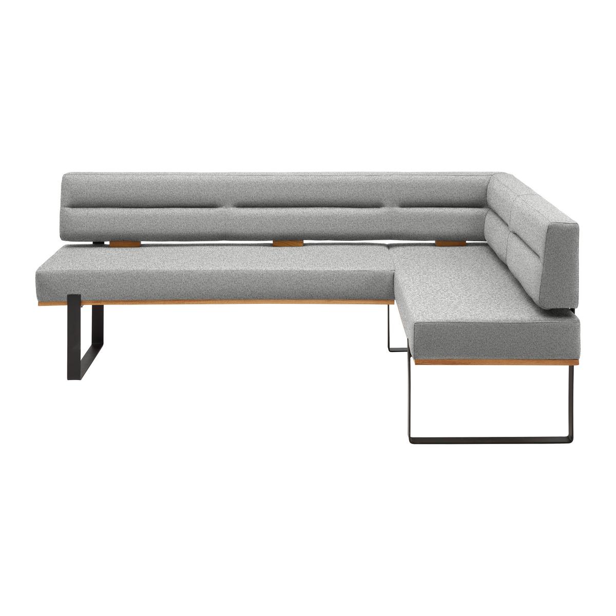 Eckbank Canon LI. in Hellgrau - Hellgrau/Schwarz, KONVENTIONELL, Holz/Textil (220/85/160cm) - Based