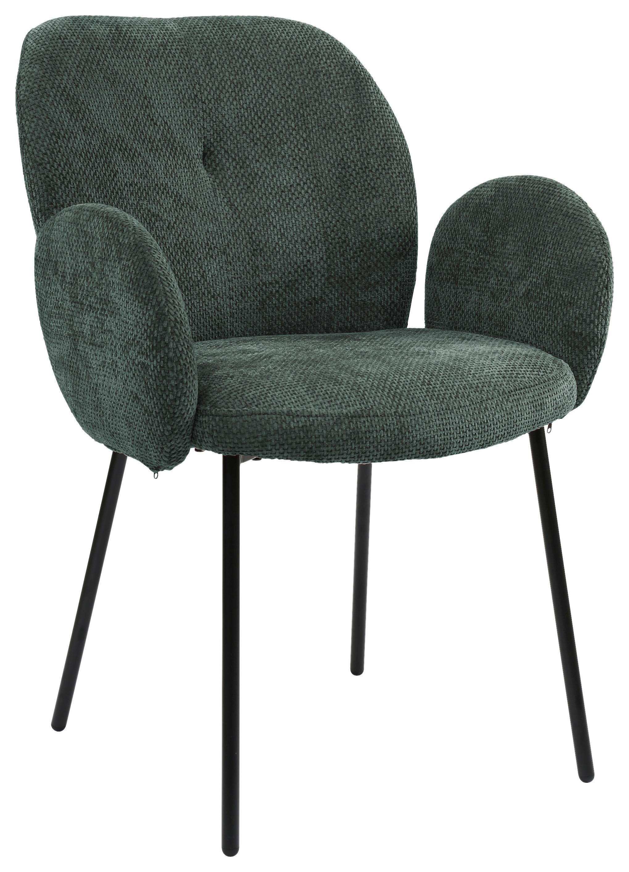 Armlehnstuhl Mara Grün - Schwarz/Grün, LIFESTYLE, Holz/Textil (60/87/64cm) - Mömax
