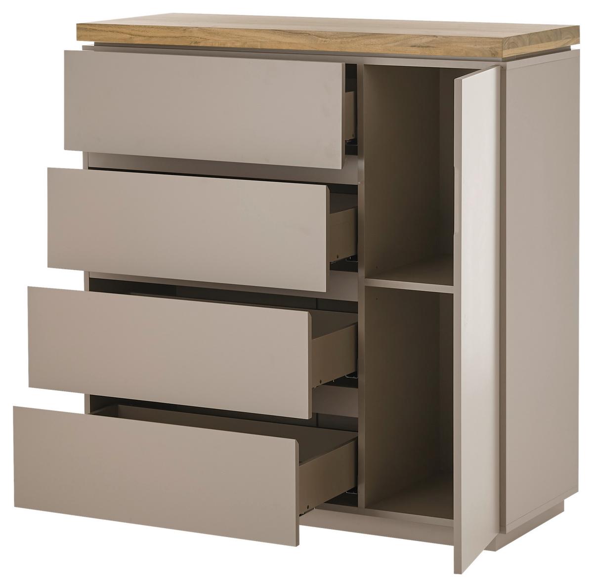 KOMODA PALAMOS - kolor naturalny/szary, Basics, materiał drewnopochodny/drewno (100/104/40cm)