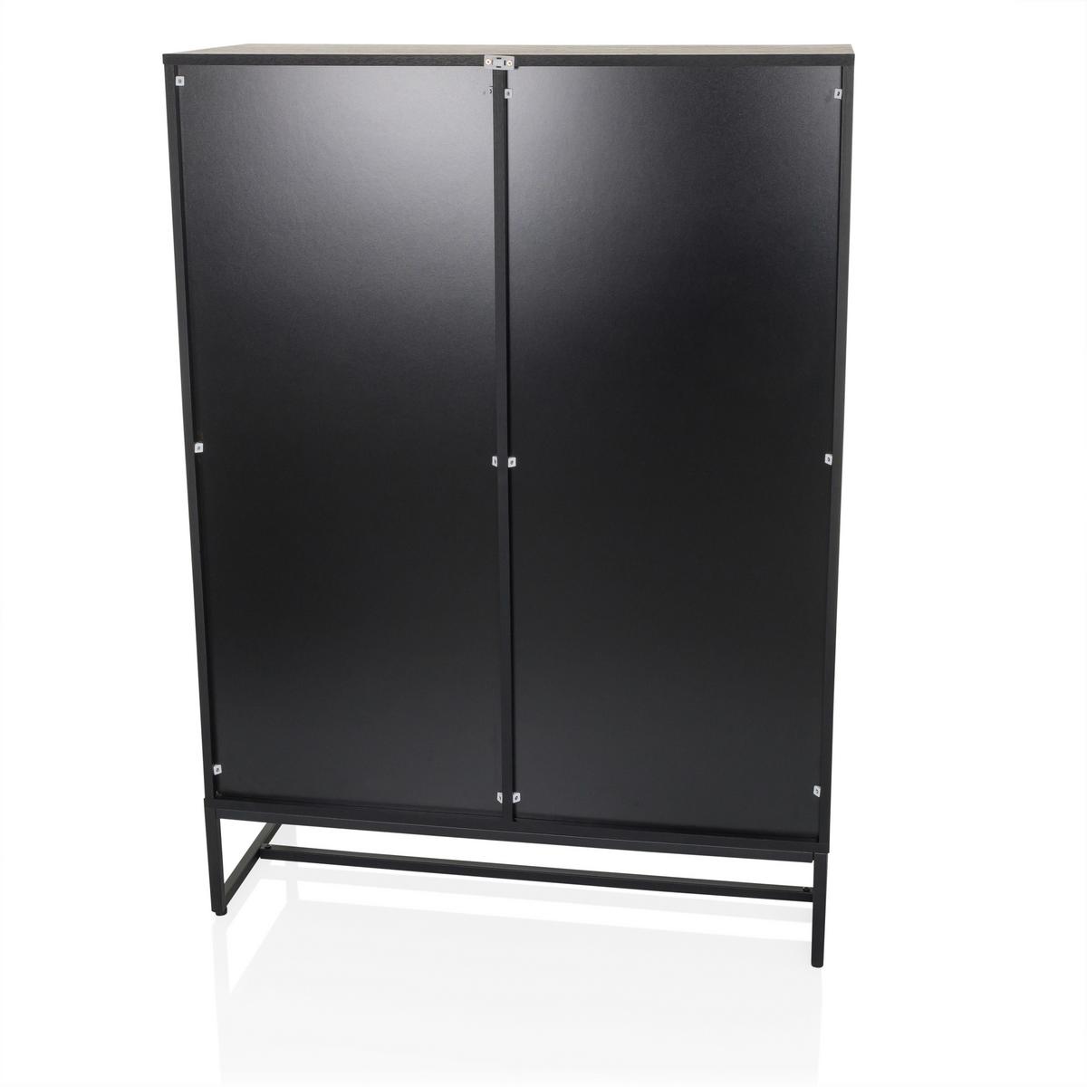 Visoka Komoda Amio, Črna, Barva Hrasta - črna/barve hrasta, Moderno, kovina/leseni material (100/140/40cm) - MID.YOU