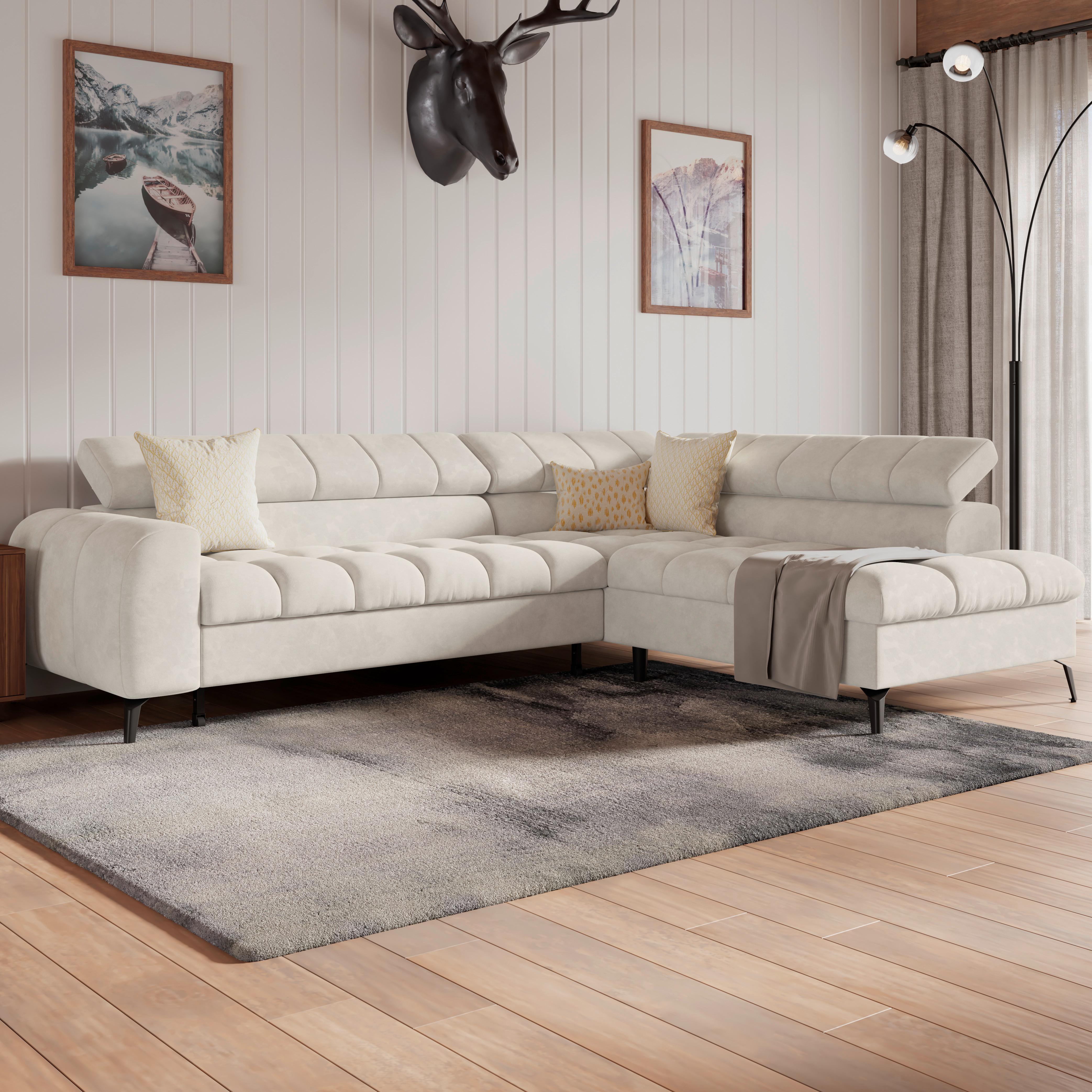 Kutna Garnitura Volf - crna/krem, Trend, tekstil/metal (261/203cm)