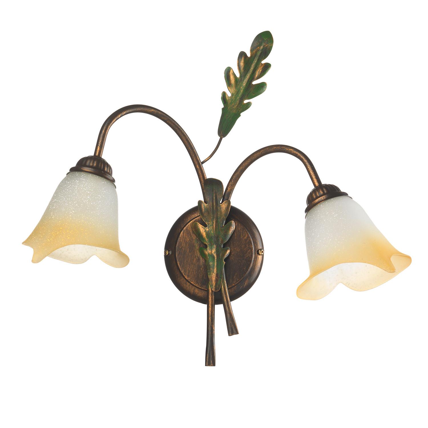 Wandleuchte Quercia Bronze/Olivgrün max. 6 Watt - Bronzefarben/Olivgrün, Natur, Glas/Metall (40/20/36cm)