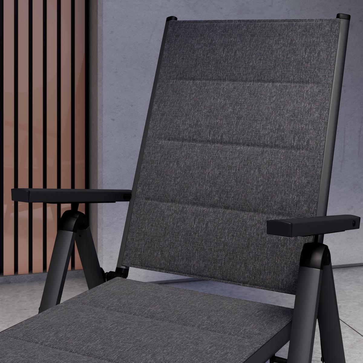 Gartenliege Werner Grau Aluminium - Grau, Basics, Textil/Metall (70/103/140cm) - Mömax