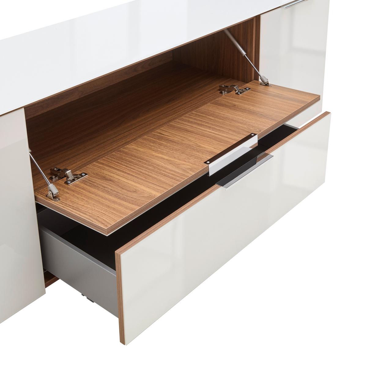 Lowboard Siena Weiß/Nussbaumfarben - Chromfarben/Nussbaumfarben, MODERN, Glas/Holzwerkstoff (180/55/40cm) - Mömax