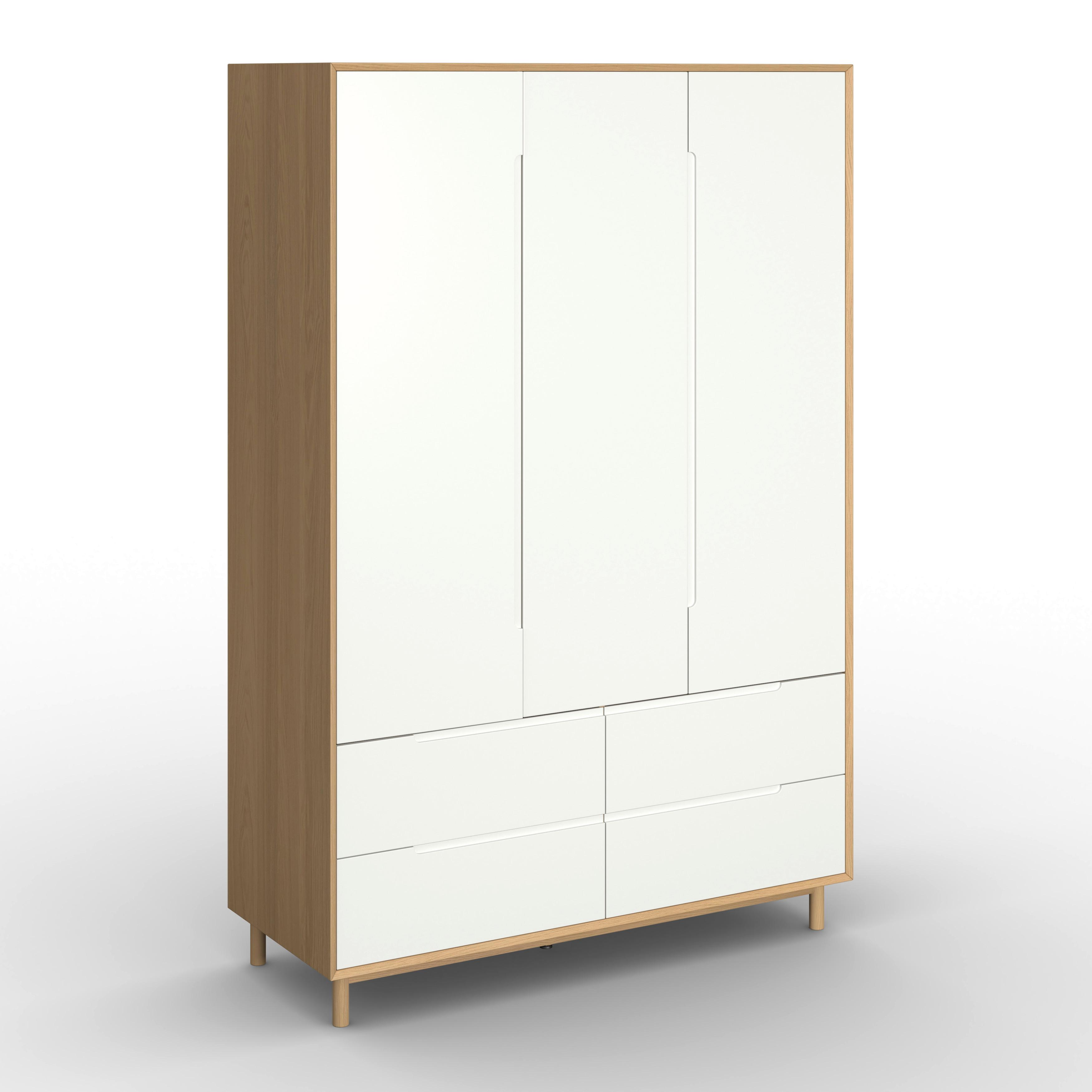GARDEROB MARLO vit, ekfärgad 148/223/60 cm