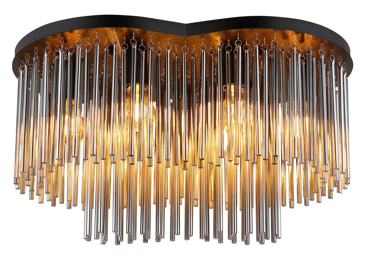 DECKENLEUCHTE 15698-6D GORLEY - Schwarz/Grau, Konventionell, Glas/Metall (60/35/34,5cm) - Globo