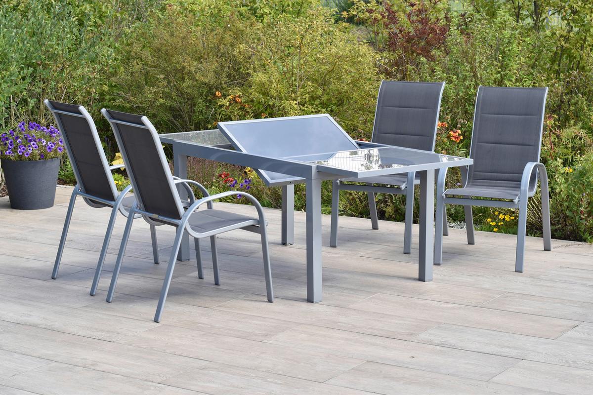 Vrtni Set Amalfi, 5-Delni, Aluminij - srebrne barve/antracit, Moderno, kovina/tekstil - Gardenson