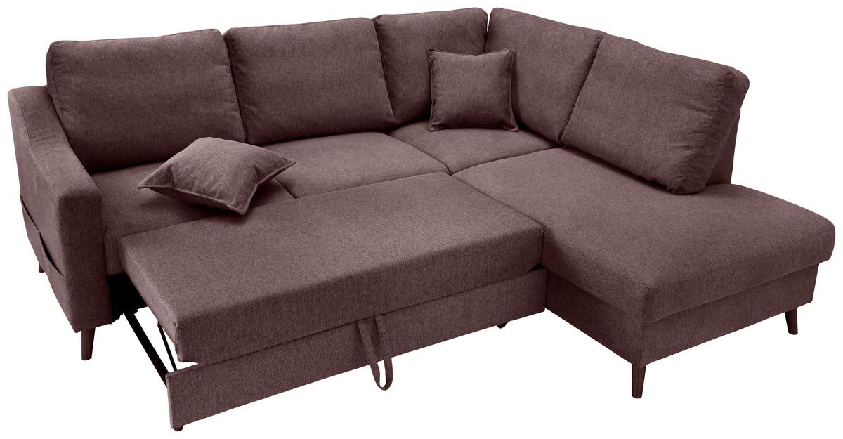 Wohnlandschaft Valentina Bordeaux Struktur - Bordeaux/Naturfarben, KONVENTIONELL, Holz/Textil (230/200cm) - P & B