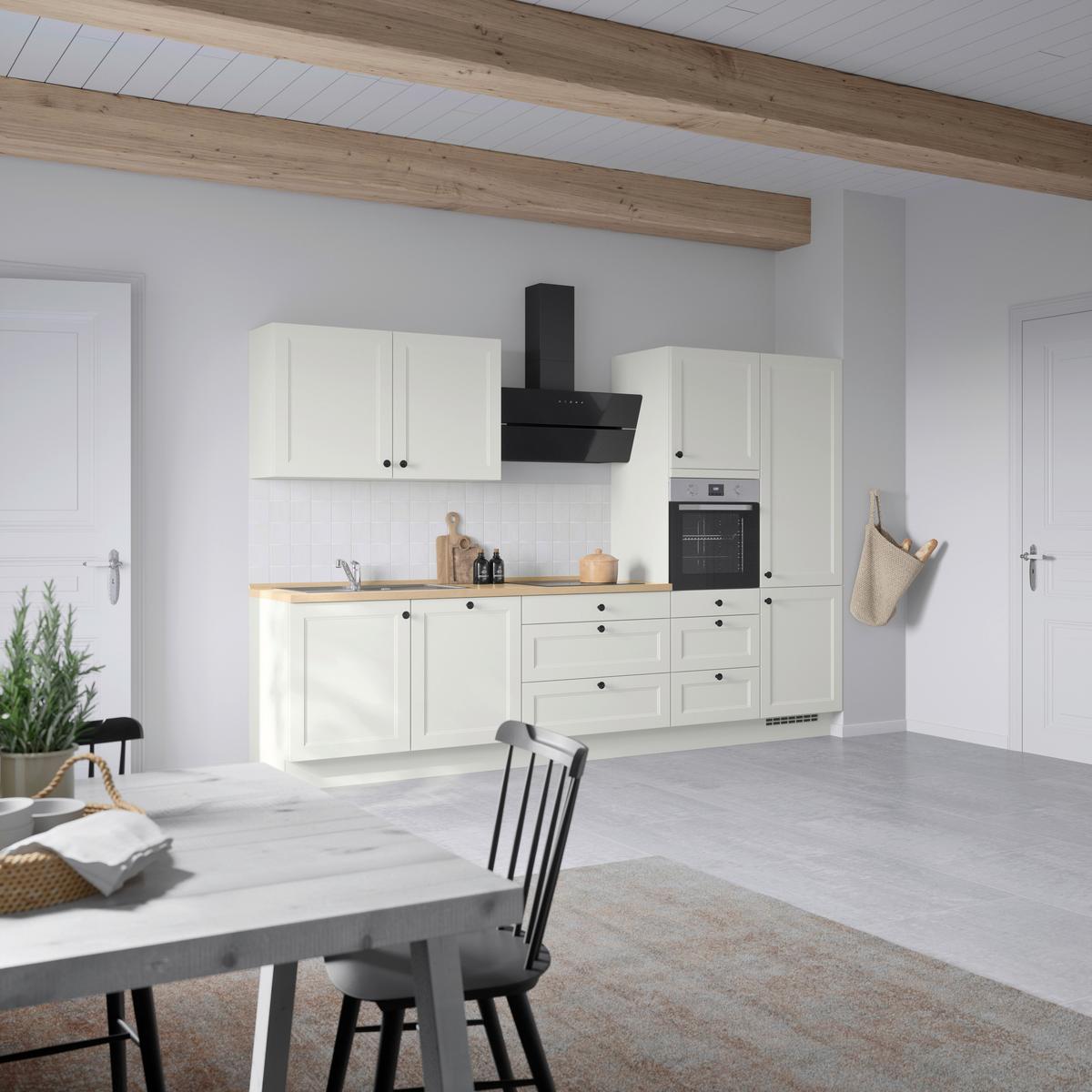Küchenblock Cascada High m. Geräten Weiß - Eichefarben/Schwarz, MODERN, Holzwerkstoff/Metall (330cm) - Nobilia