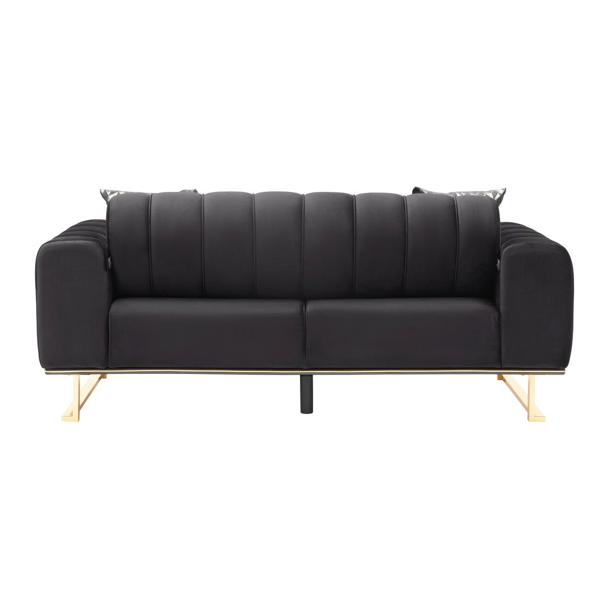 2-Sitzer-Sofa Aile in Schwarz/Goldfarben - Goldfarben/Schwarz, LIFESTYLE, Textil (190/80/90cm) - Based
