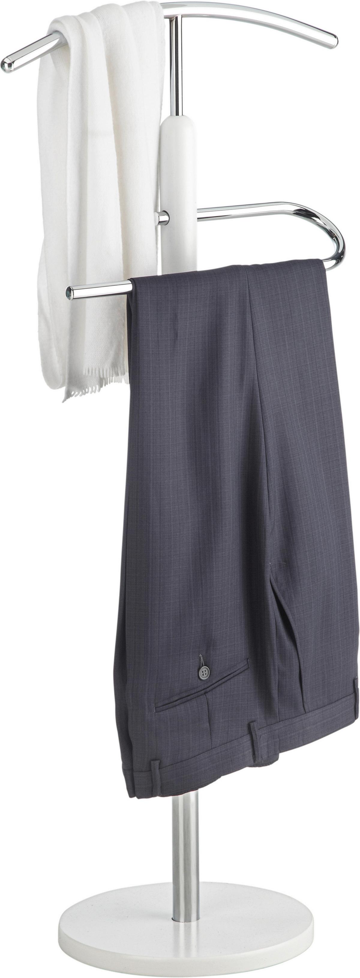 Herrendiener in Weiß - Chromfarben/Weiß, KONVENTIONELL, Holzwerkstoff/Metall (42/110/30cm) - Mömax