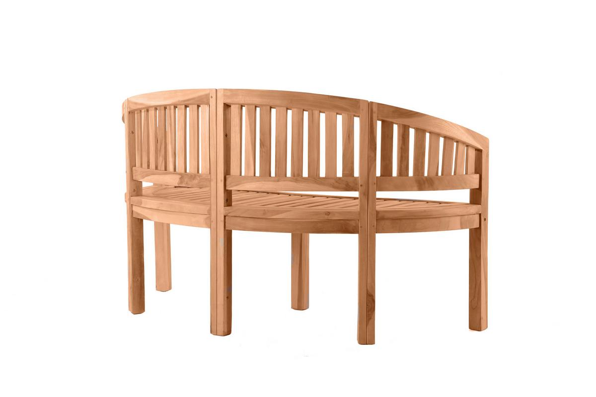 Gartenbank 3-Sitzer halbrund Naturfarben Teakholz - Naturfarben, Natur, Holz (150/87/61cm) - Gardenson