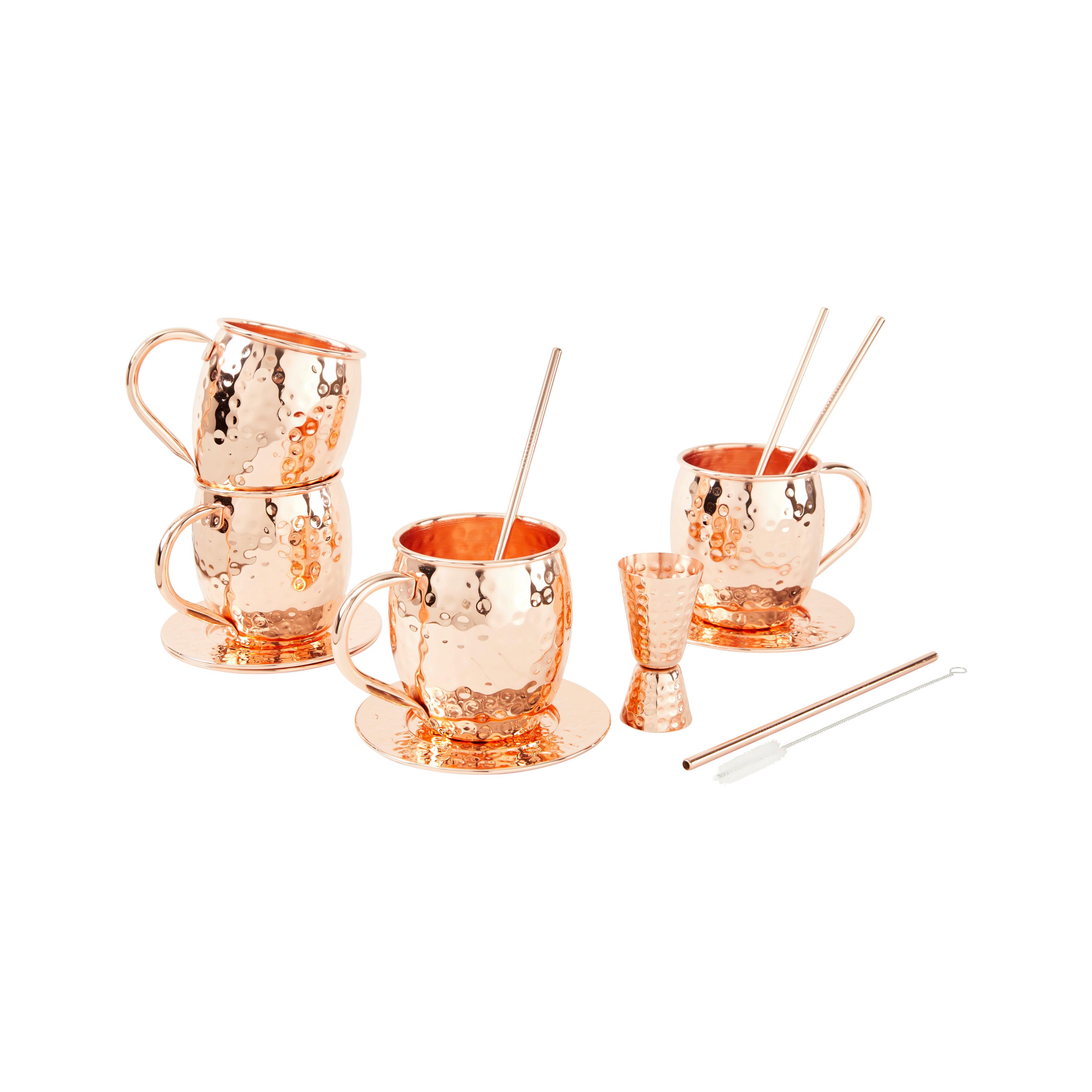 Gläserset Moscow Mule aus Edelstahl, 13-teilig - Kupferfarben, Trend, Metall - Echtwerk