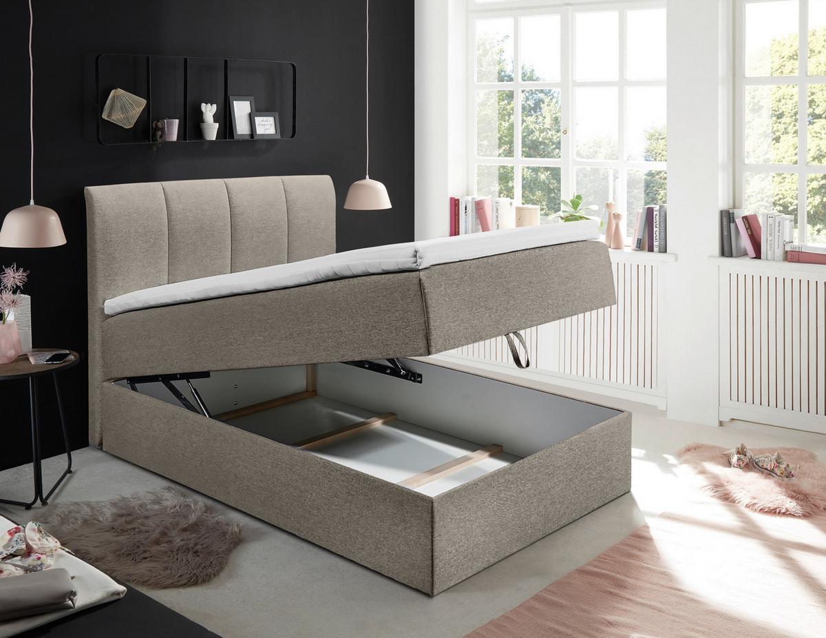 Boxspringbett Granada ca. 120x200 cm Schlammfarben - Schlammfarben/Schwarz, Basics, Kunststoff/Textil (120/200cm) - MID.YOU