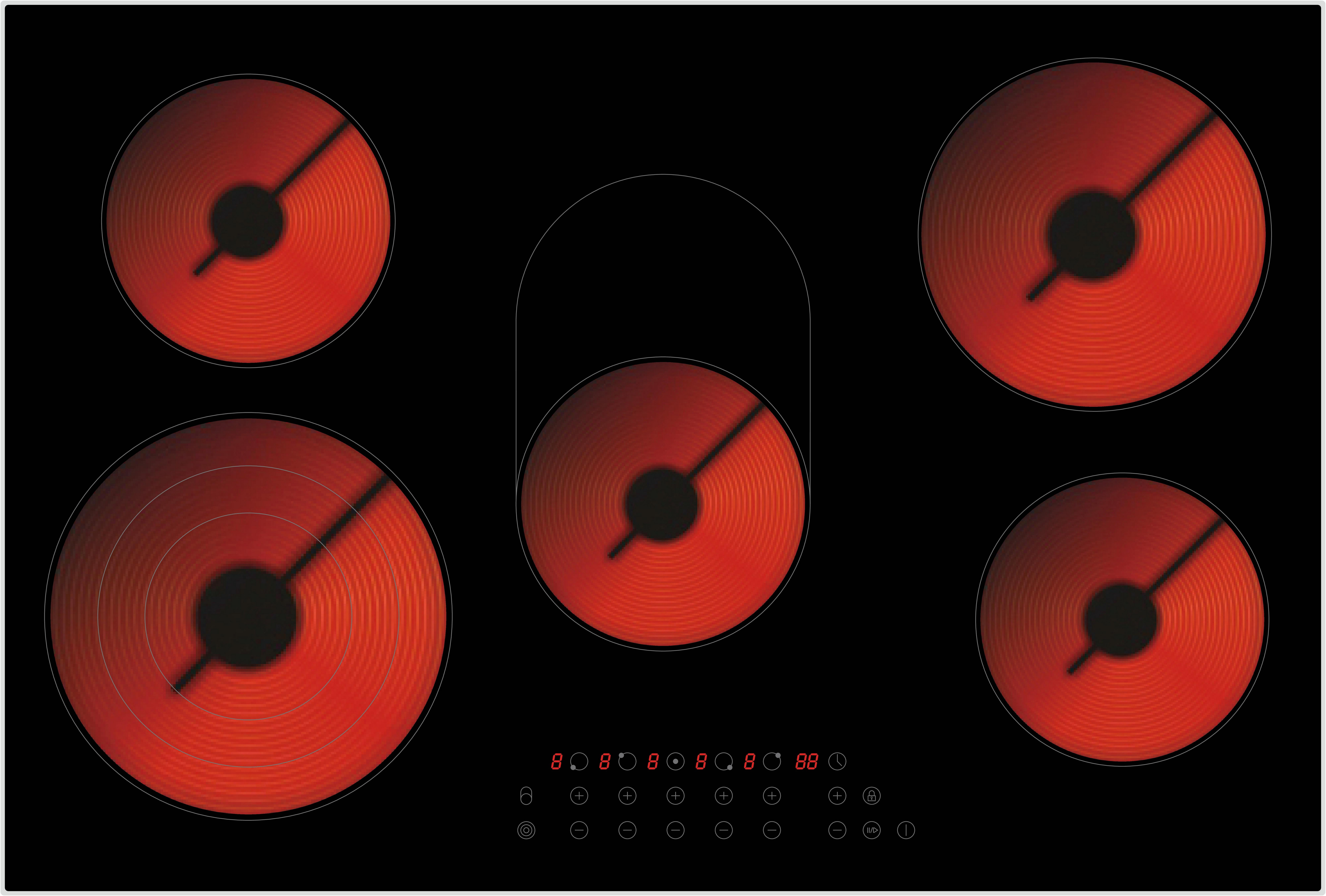 Glaskeramikkochfeld EB-C5-3KBTCF Schwarz - Schwarz, Basics, Glas (77/5/52cm) - PKM