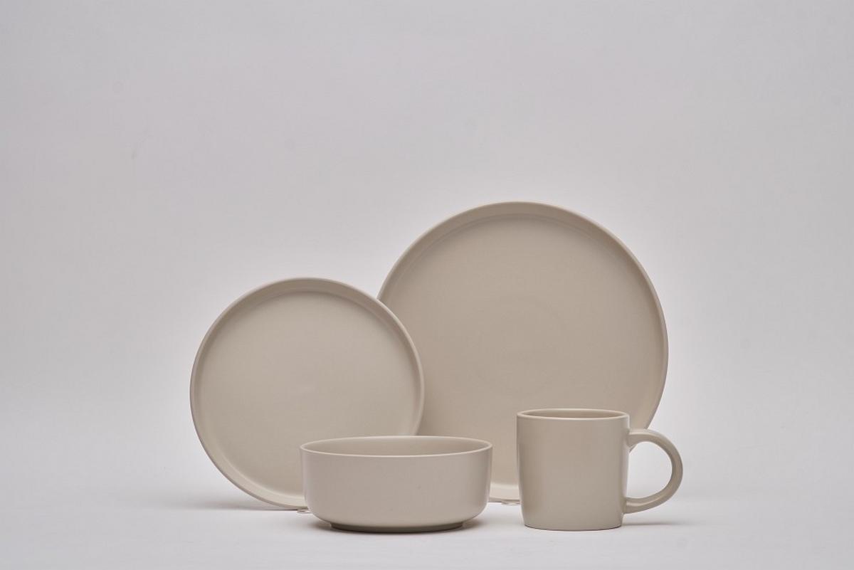 SERWIS OBIADOWO-ŚNIADANIOWY 21015 - taupe, Trend, ceramika - Novel