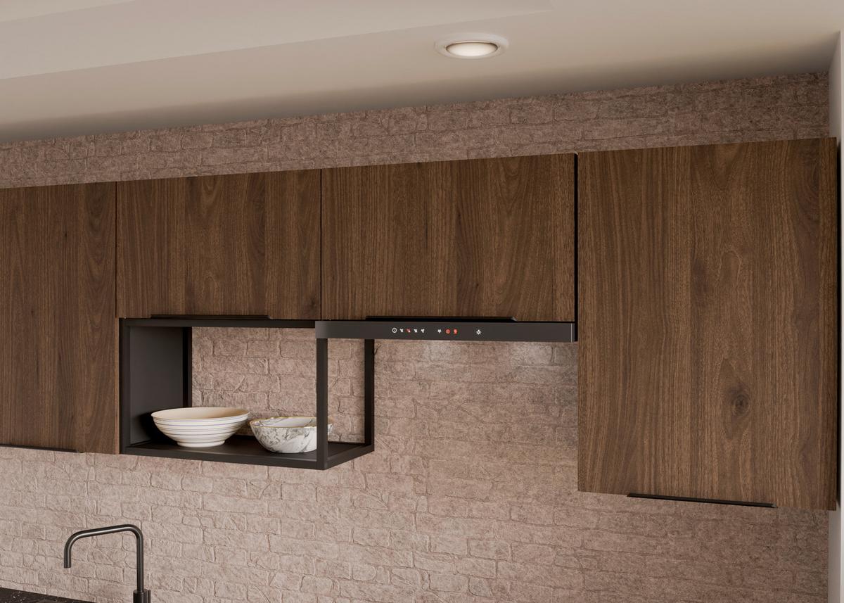 Bucatarie fara electrocasnice ARONA/MONZA - cașmir/culoare lemn de nuc, Modern, metal/material pe bază de lemn (280/210/60cm) - Modern Living