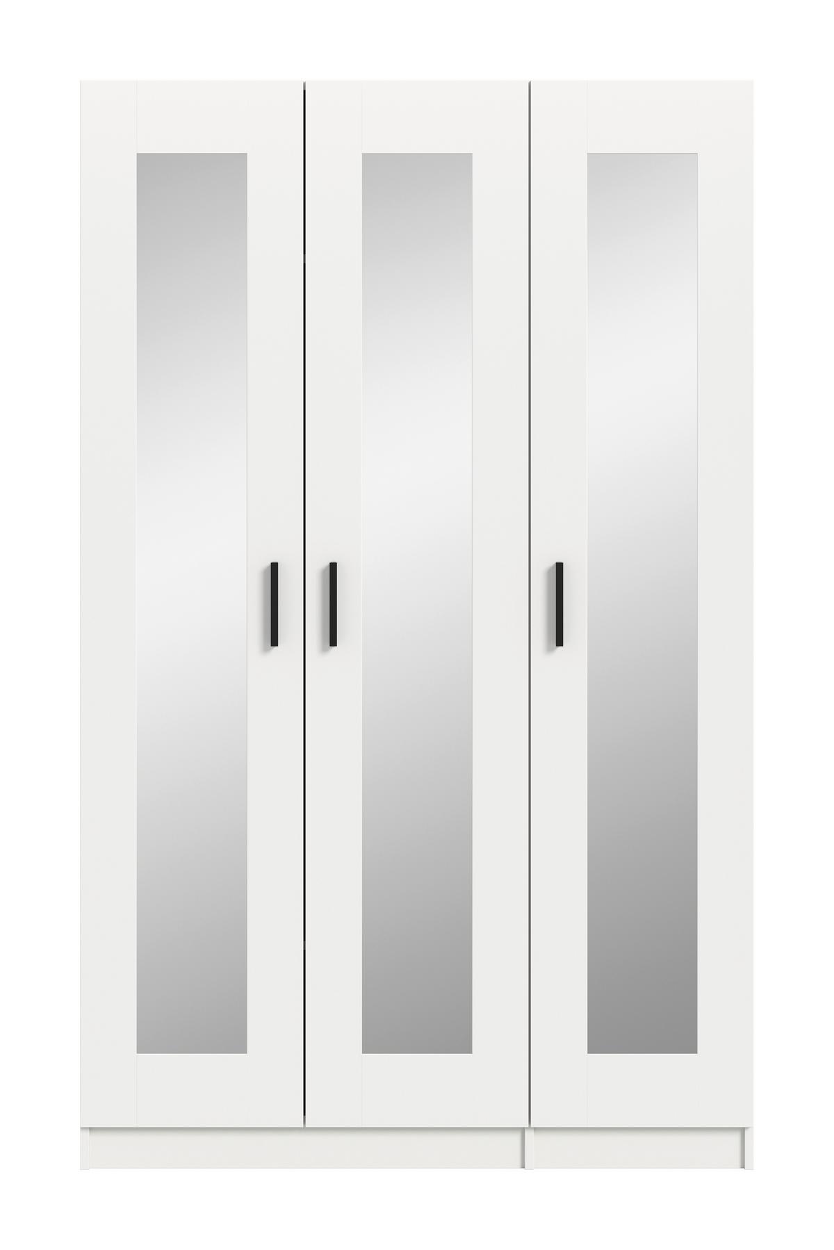 Drehtürenschrank Visby Weiß - Schwarz/Weiß, ROMANTIK / LANDHAUS, Holzwerkstoff/Kunststoff (120/195/56cm) - Livetastic