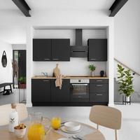 Küchenblock Touch High m. Geräten Schwarz - Edelstahlfarben/Eichefarben, MODERN, Holzwerkstoff/Metall (240cm) - Nobilia