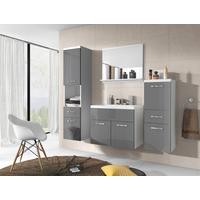 Badmöbel-Set 5-tlg. Alba ca. 140 cm Weiß matt/ Grau - Weiß/Grau, LIFESTYLE, Holzwerkstoff/Metall (120cm) - P & B