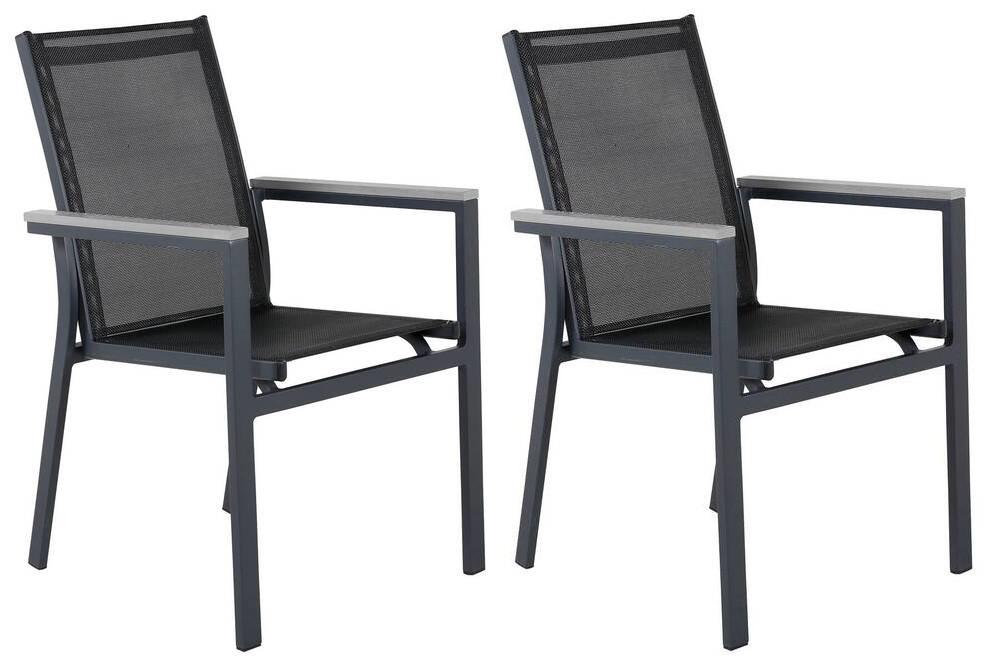 GARTENSTUHL-SET PARMA - Schwarz, KONVENTIONELL, Textil/Metall (57/90/59cm) - Gardenson