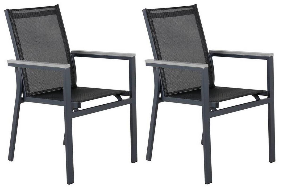 GARTENSTUHL-SET PARMA - Schwarz, KONVENTIONELL, Textil/Metall (57/90/59cm) - Gardenson