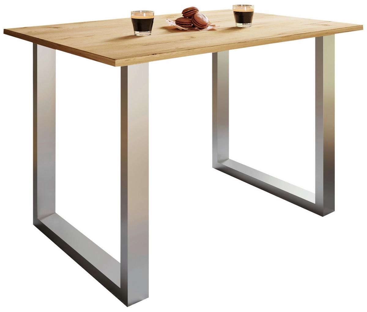 Jedilna Miza Xona, Barva Hrasta, Srebrna, 110x80cm - srebrne barve/medeni hrast, Design, kovina/leseni material (110/80/76cm) - MID.YOU