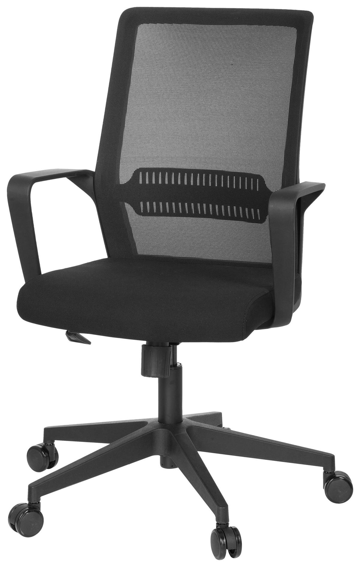 Pisarniški Stol Preston, Črna - črna, Basics, umetna masa/tekstil (58/110/52cm) - MID.YOU